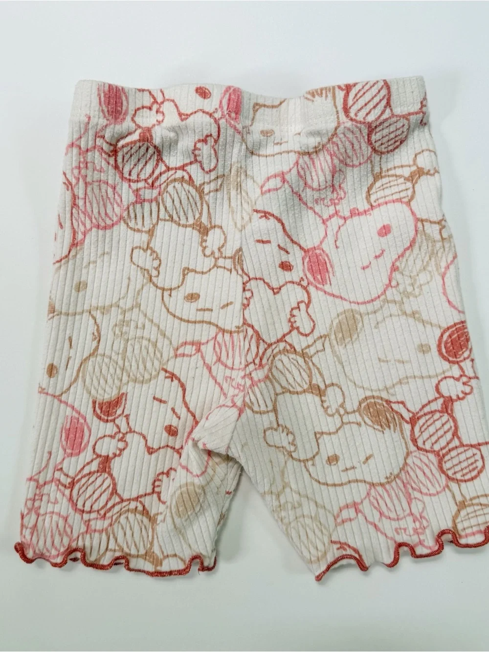 Peanuts Snoopy Ribbed 2 Piece Top And Shorts Pajama Set Girl’s 3T Lettuce Trim